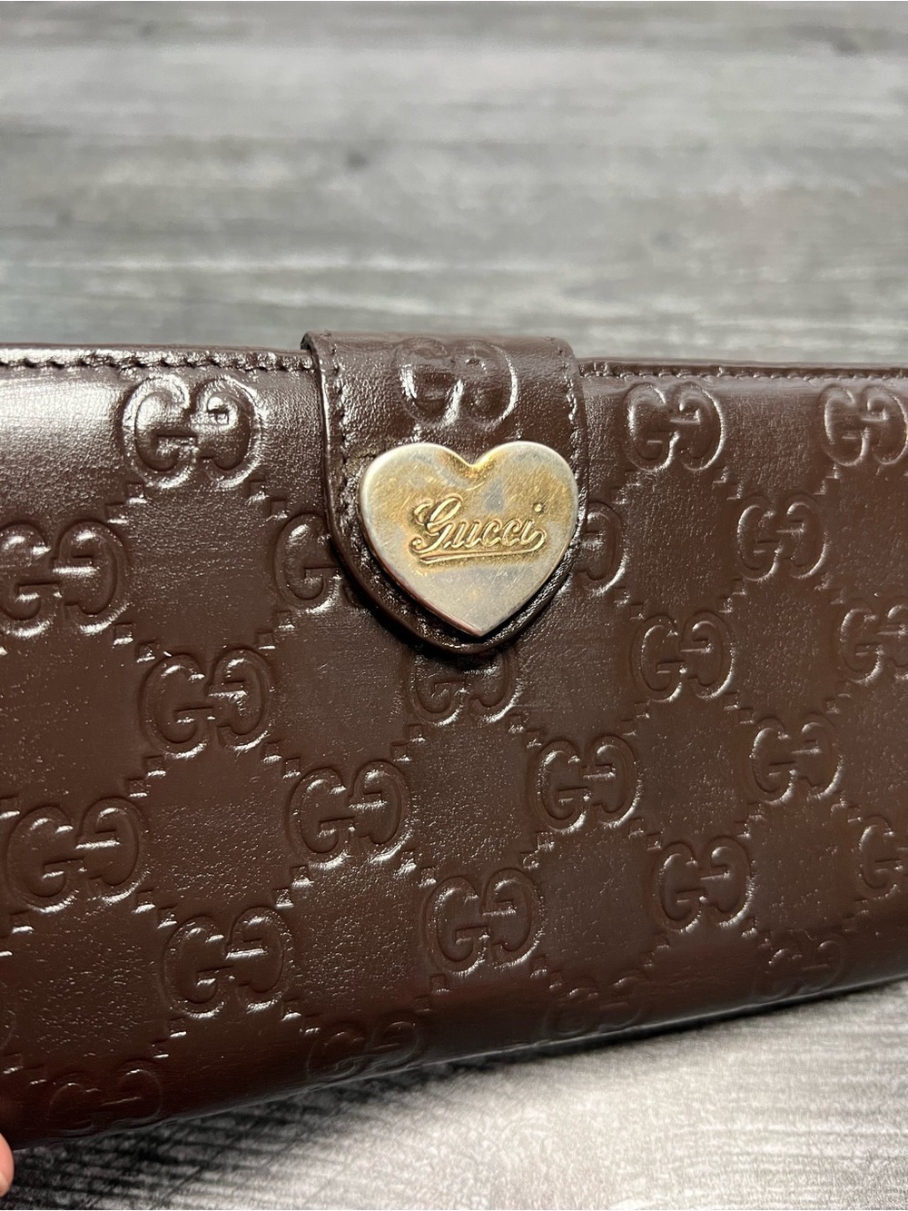 Authentic Gucci Chocolate Brown GUCCISSIMA  Wallet with Heart - Picture 10 of 13